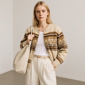 Vintage Wool Fair Isle Knit Cardigan